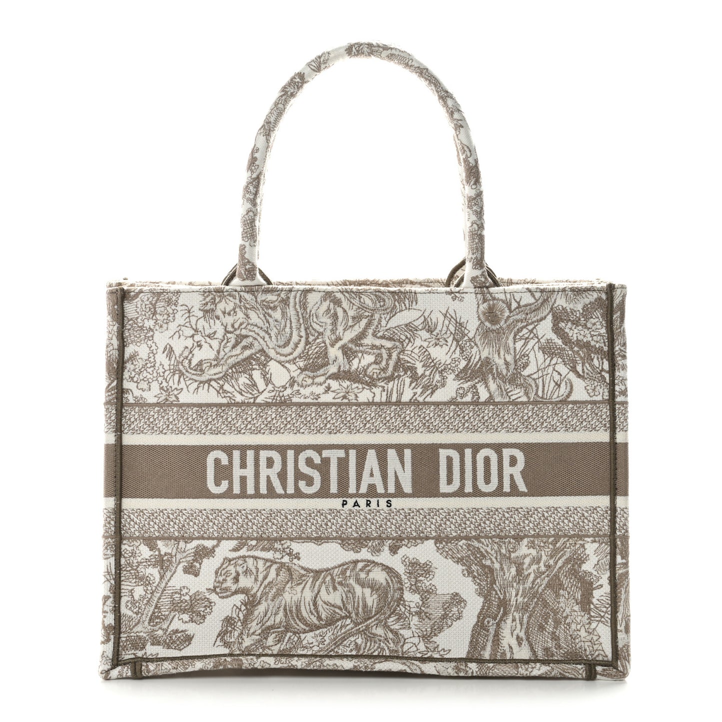 Canvas Embroidered Medium Dioriviera Toile De Jouy Book Tote Beige
