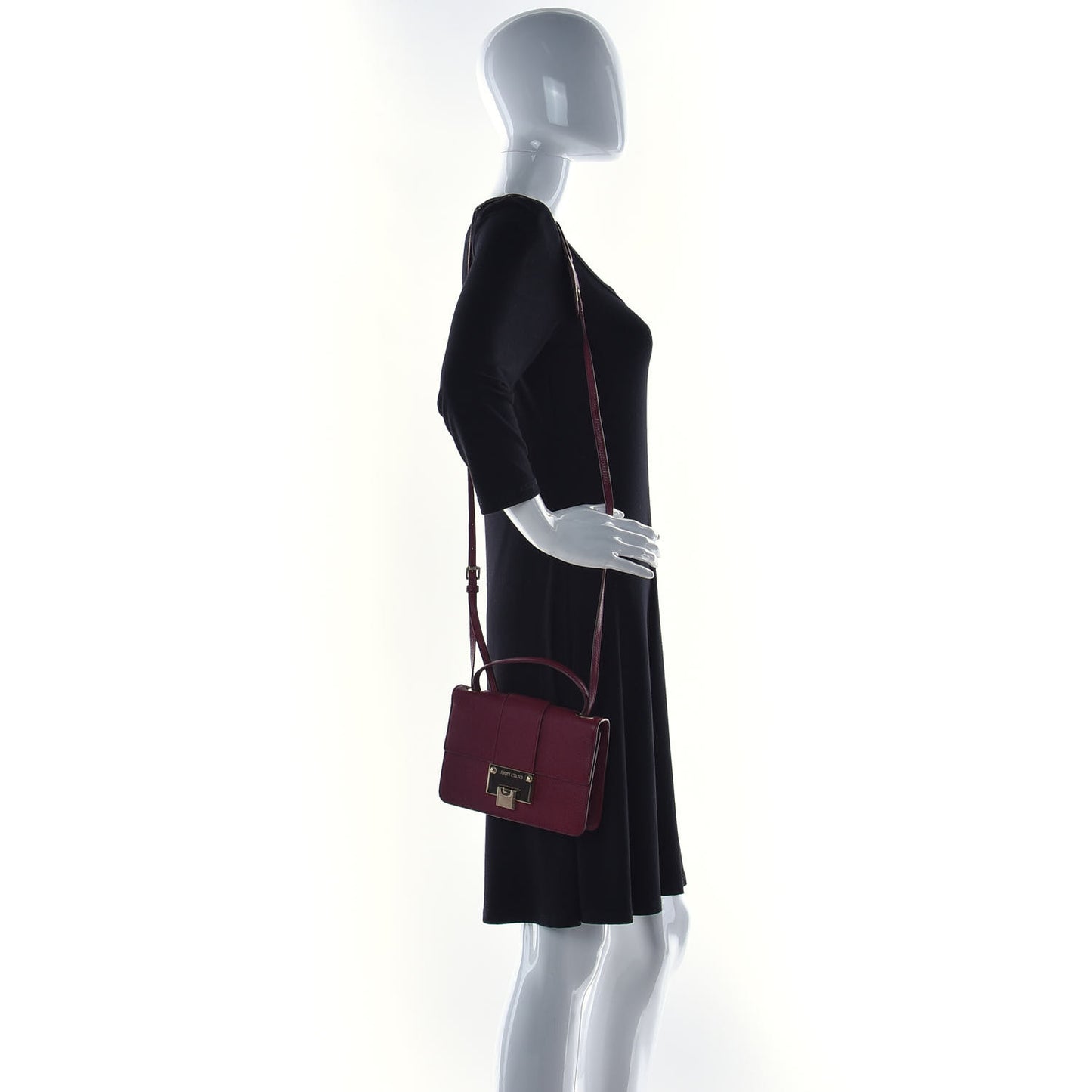 Grainy Pebbled Calfskin Rebel Crossbody Bag Pomerol
