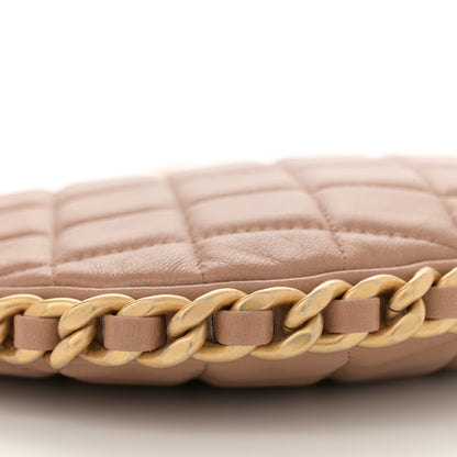 Chanel Shiny Crumpled Lambskin Quilted Large Trendy Chain Around Hobo Dark Beige 9 of 10