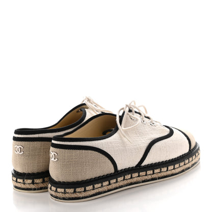 Chanel Cotton Lace Up Espadrilles 37 Light Beige 4 of 8