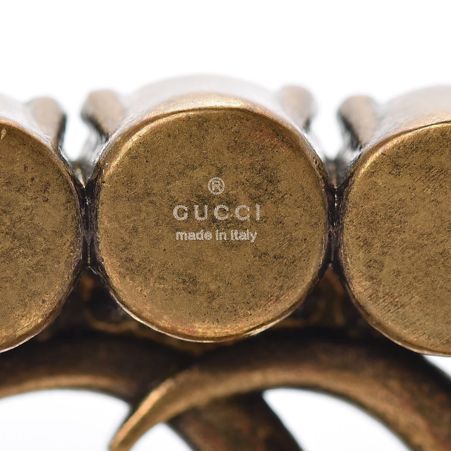 Gucci Metal Crystal Double G Brooch Aged Gold 424372 – FASHIONPHILE