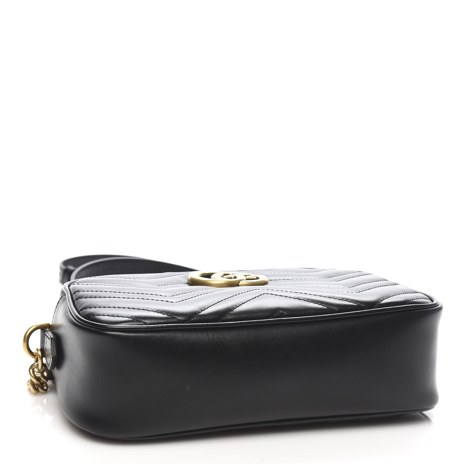 Gucci Calfskin Matelasse Small GG Marmont Chain Shoulder Bag Black 4 of 10