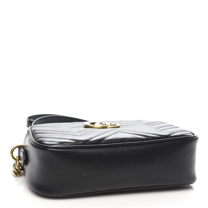 Gucci Calfskin Matelasse Small GG Marmont Chain Shoulder Bag Black 4 of 10