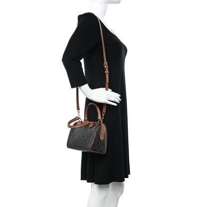 Celine Triomphe Canvas Calfskin Small Boston Bag Tan 2 of 15