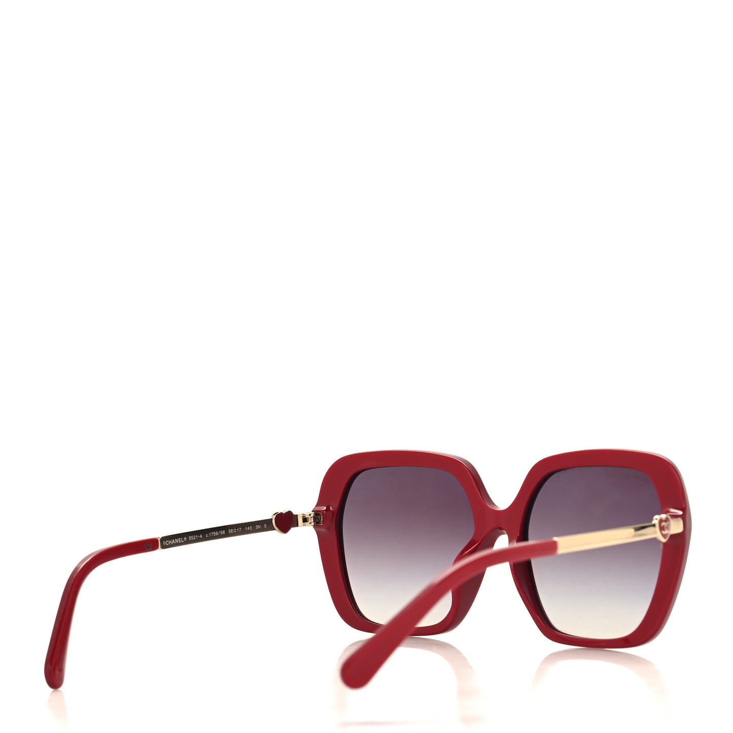 Acetate Polarized Square CC Heart Sunglasses 5521-A Red