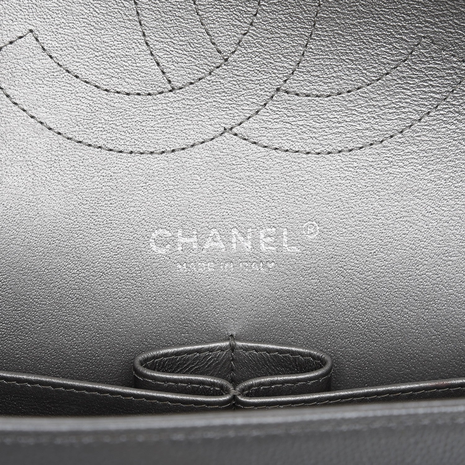 Chanel Metallic Caviar Chevron Quilted Jumbo Double Flap Silver 6 of 10