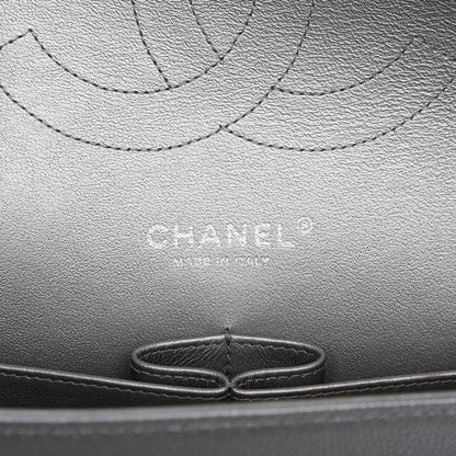 Chanel Metallic Caviar Chevron Quilted Jumbo Double Flap Silver 6 of 10