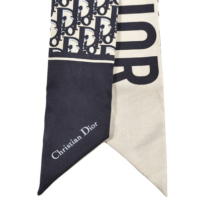 Christian Dior Silk Oblique Mitzah Scarf Blue 2 of 4