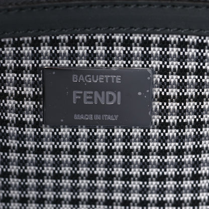 Fendi Wool Vitello King Houndstooth FF Embroidered Baguette Grigio Anthracite 5 of 7