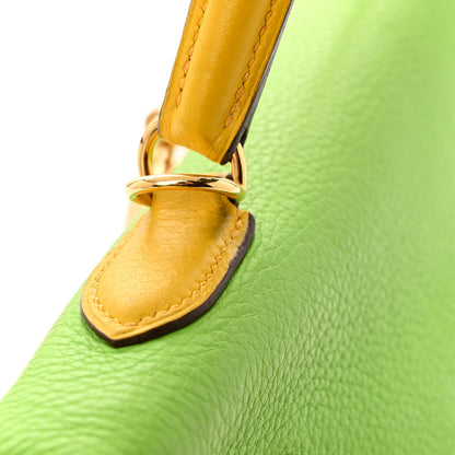 Hermes Taurillon Clemence Tri-Color Kelly Retourne 35 Orange Vert Cru Jaune 15 of 15