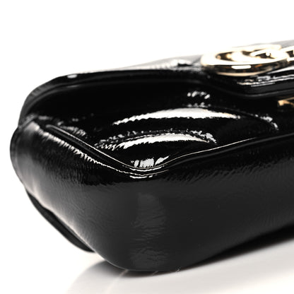 Gucci Patent Lambskin Matelasse Super Mini GG Marmont Shoulder Bag Black 9 of 10