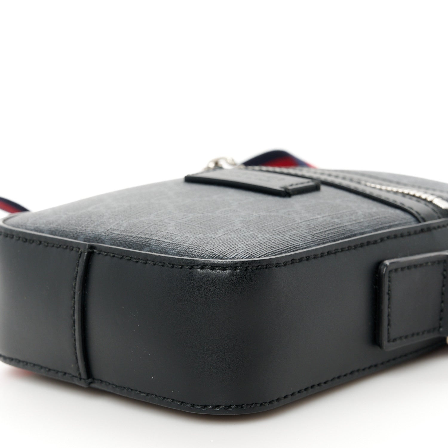 Gucci GG Supreme Monogram Appia Calfskin Web Small Camera Messenger Bag Black Grey 11 of 12