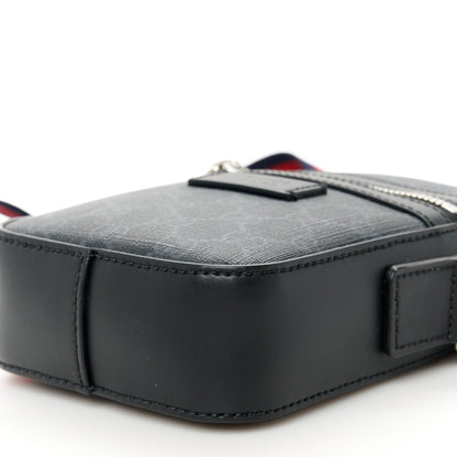 Gucci GG Supreme Monogram Appia Calfskin Web Small Camera Messenger Bag Black Grey 11 of 12