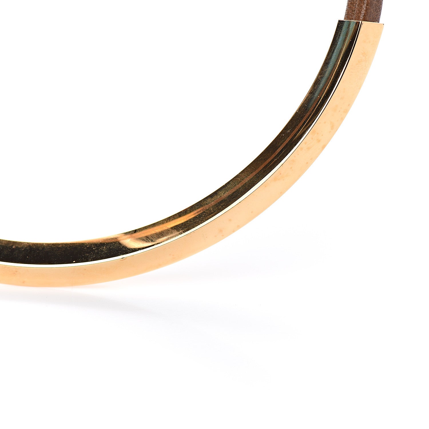 Gucci Calfskin Metal Choker Necklace Brown Gold 4 of 4