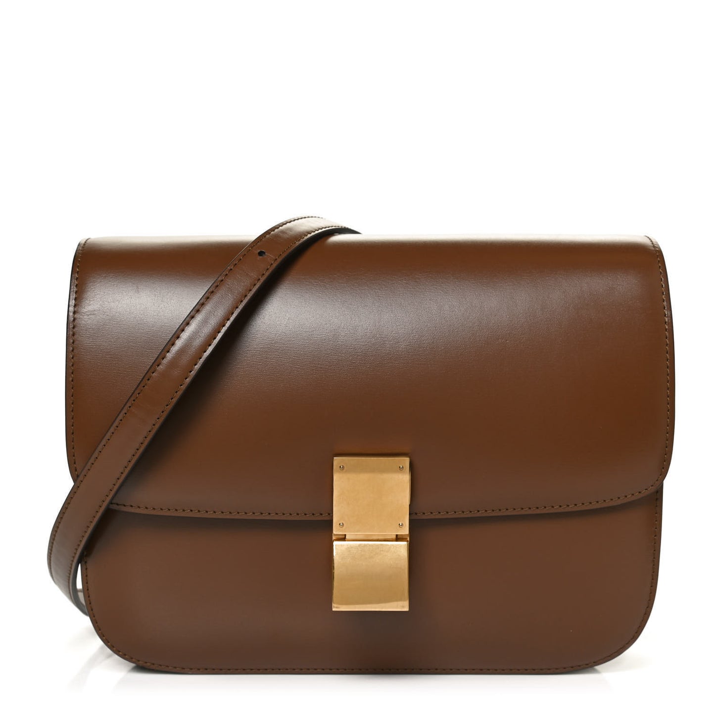 Box Calfskin Medium Classic Box Flap Bag Camel