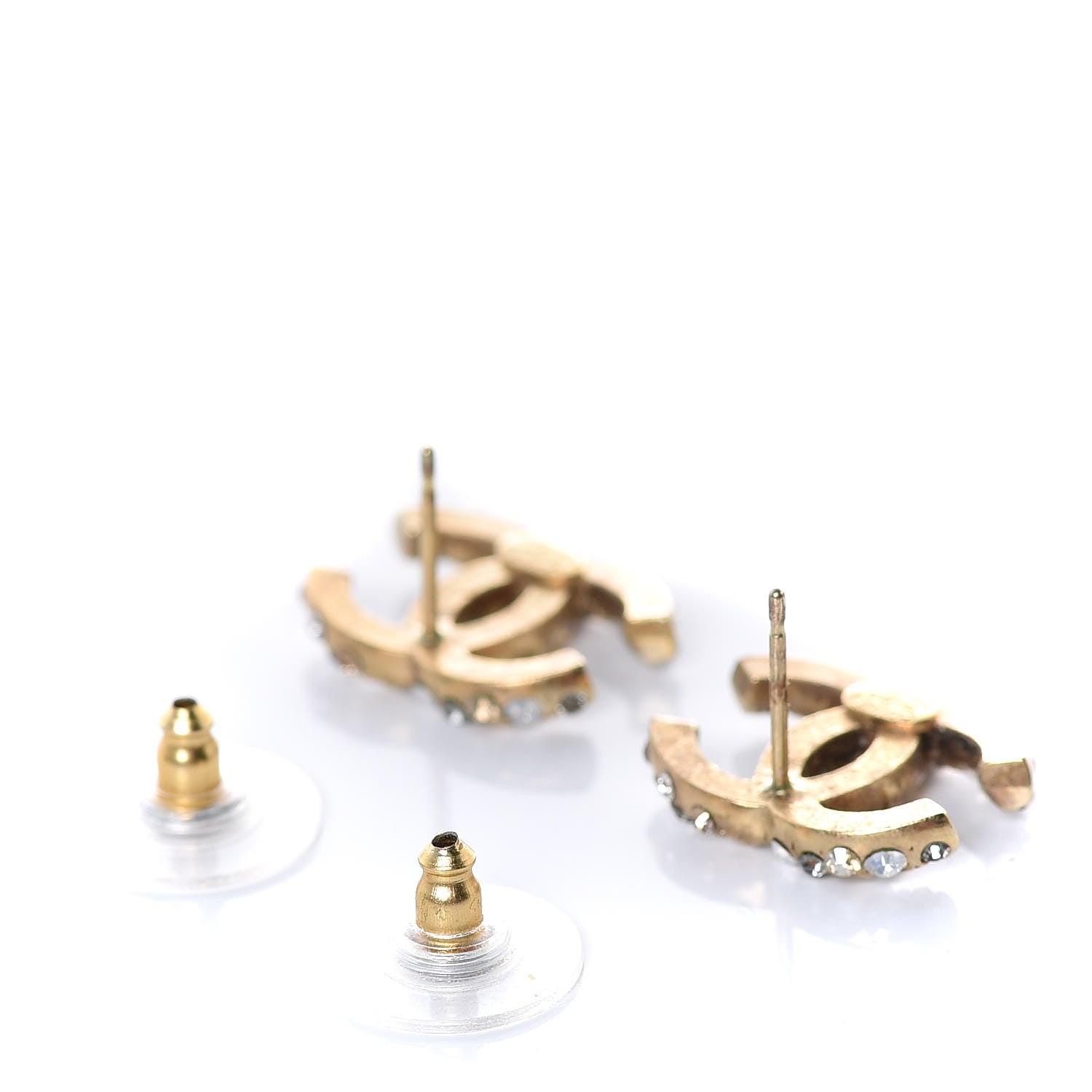 Chanel Crystal CC Earrings Gold 3 of 4