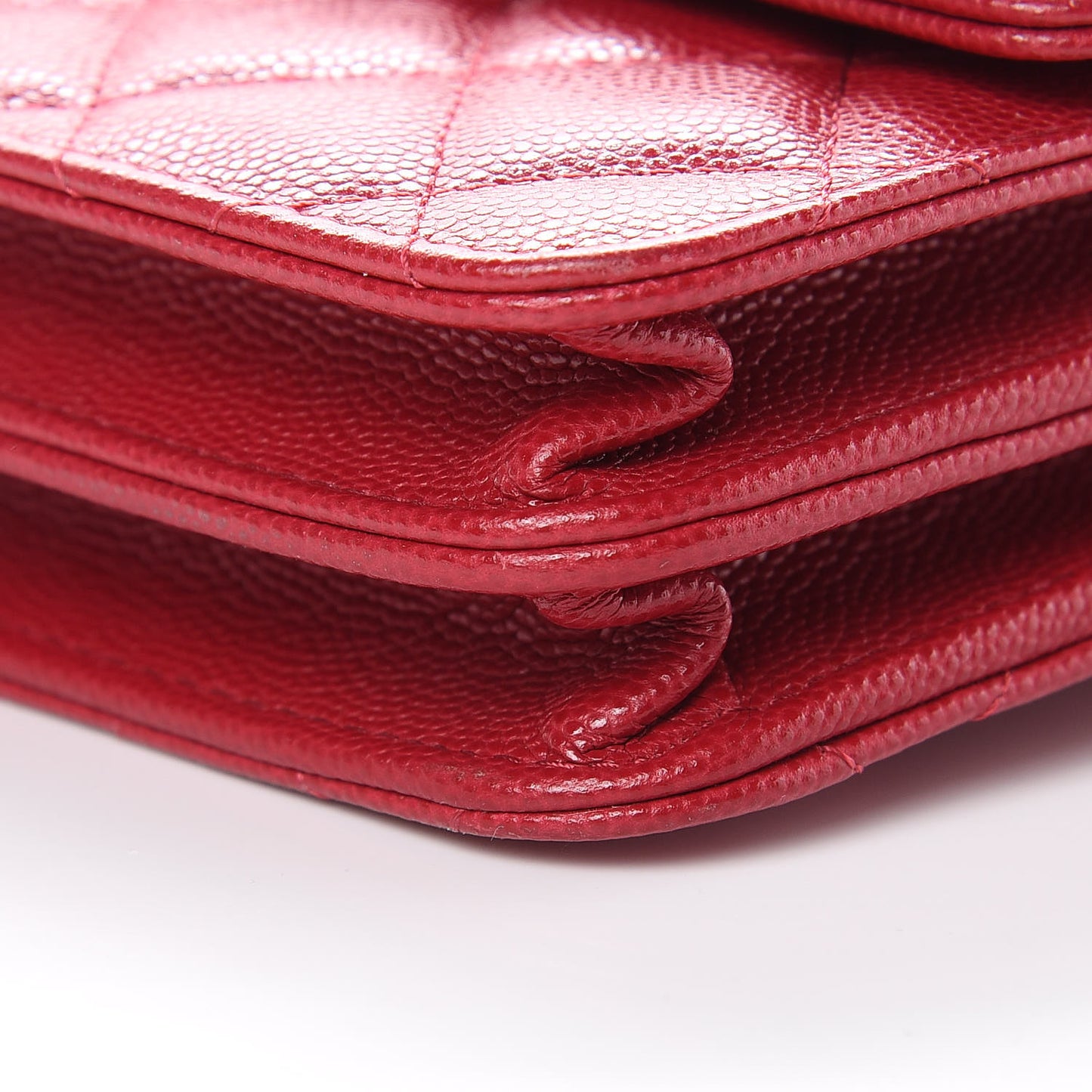 Caviar Quilted Square Wallet On Chain WOC Pink