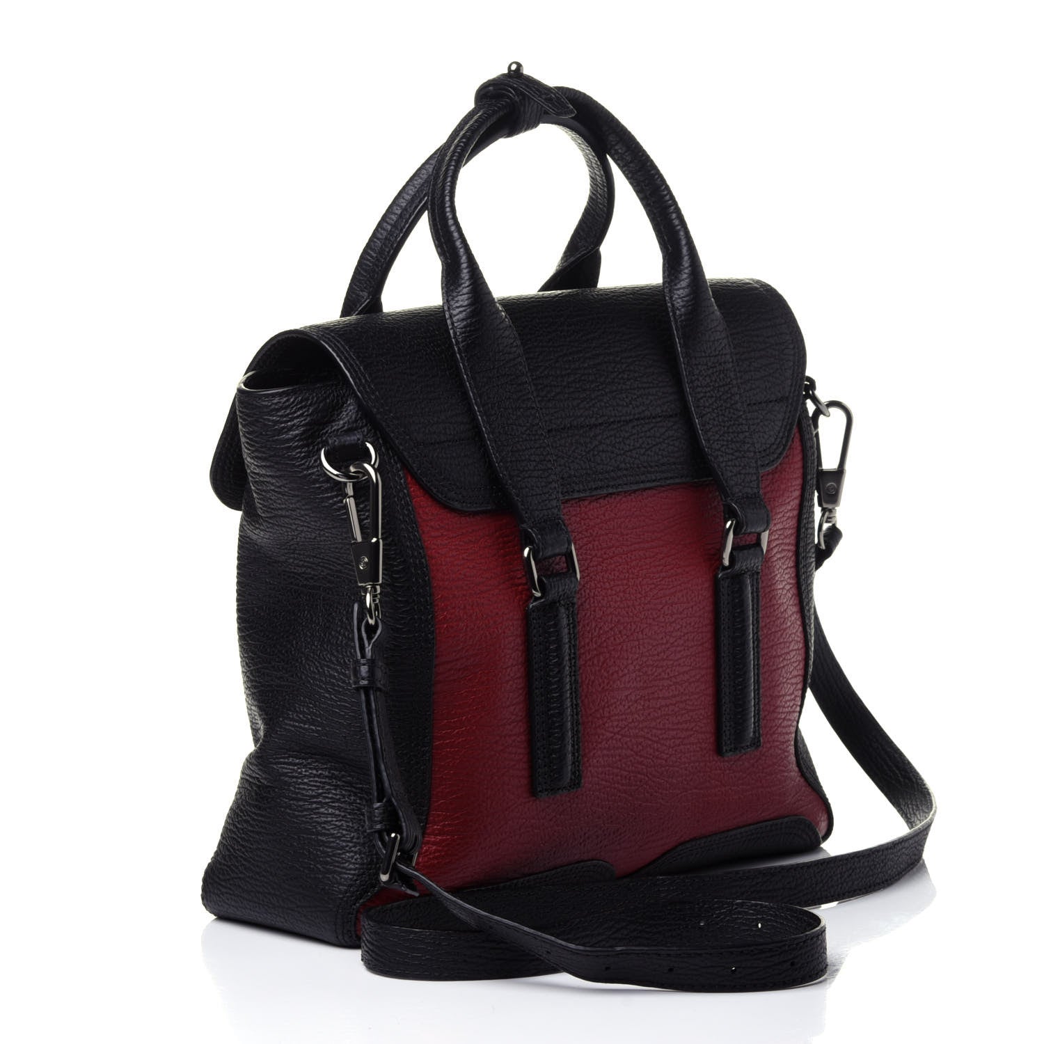 3.1 Phillip Lim Textured Calfskin Medium Pashli Satchel Crimson Black 2 of 4