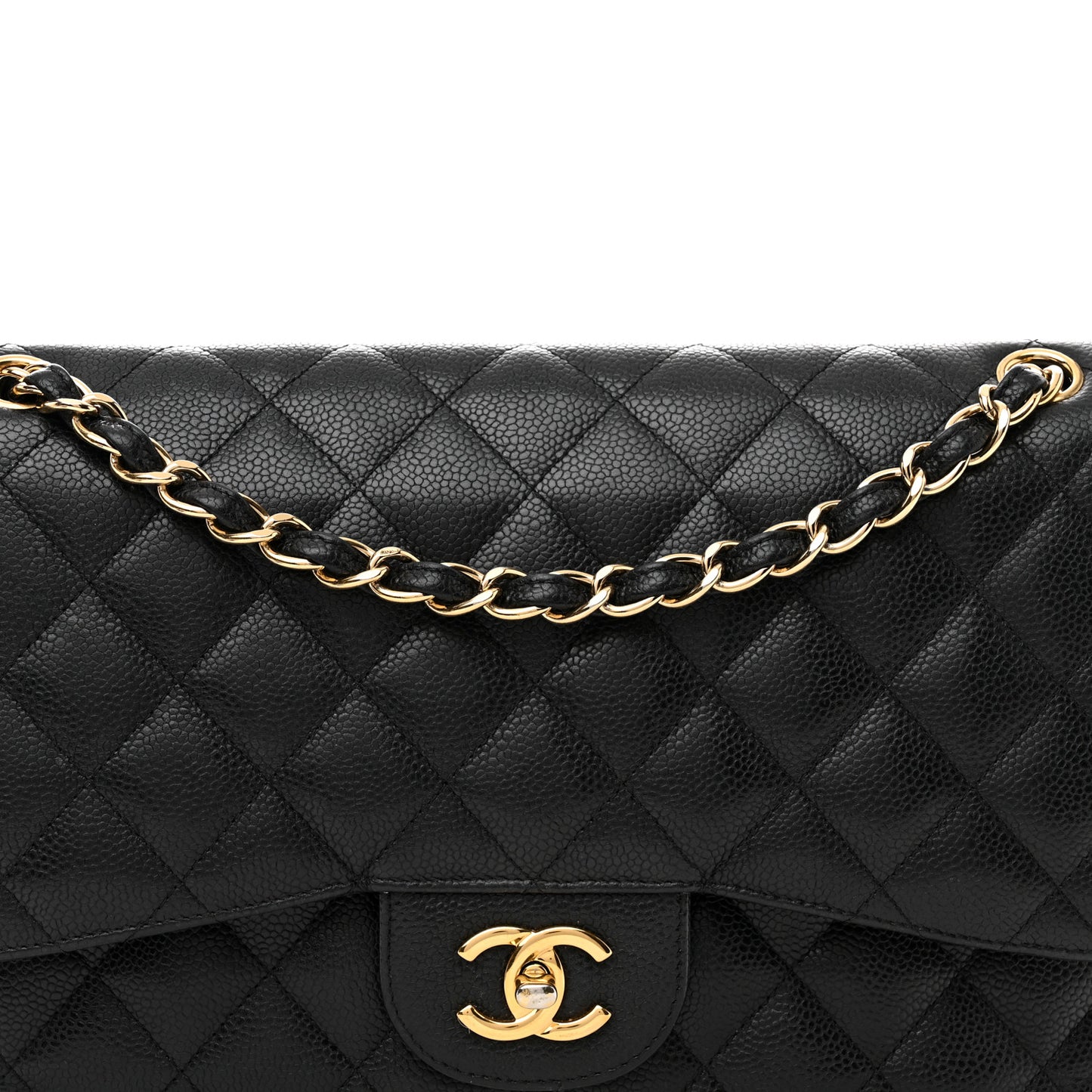 Caviar Quilted Jumbo Double Flap Black