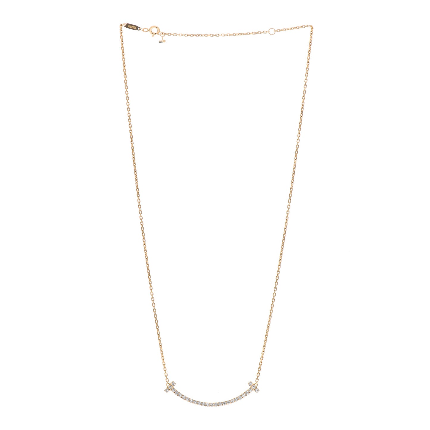 18K Yellow Gold Diamond Medium T Smile Pendant Necklace