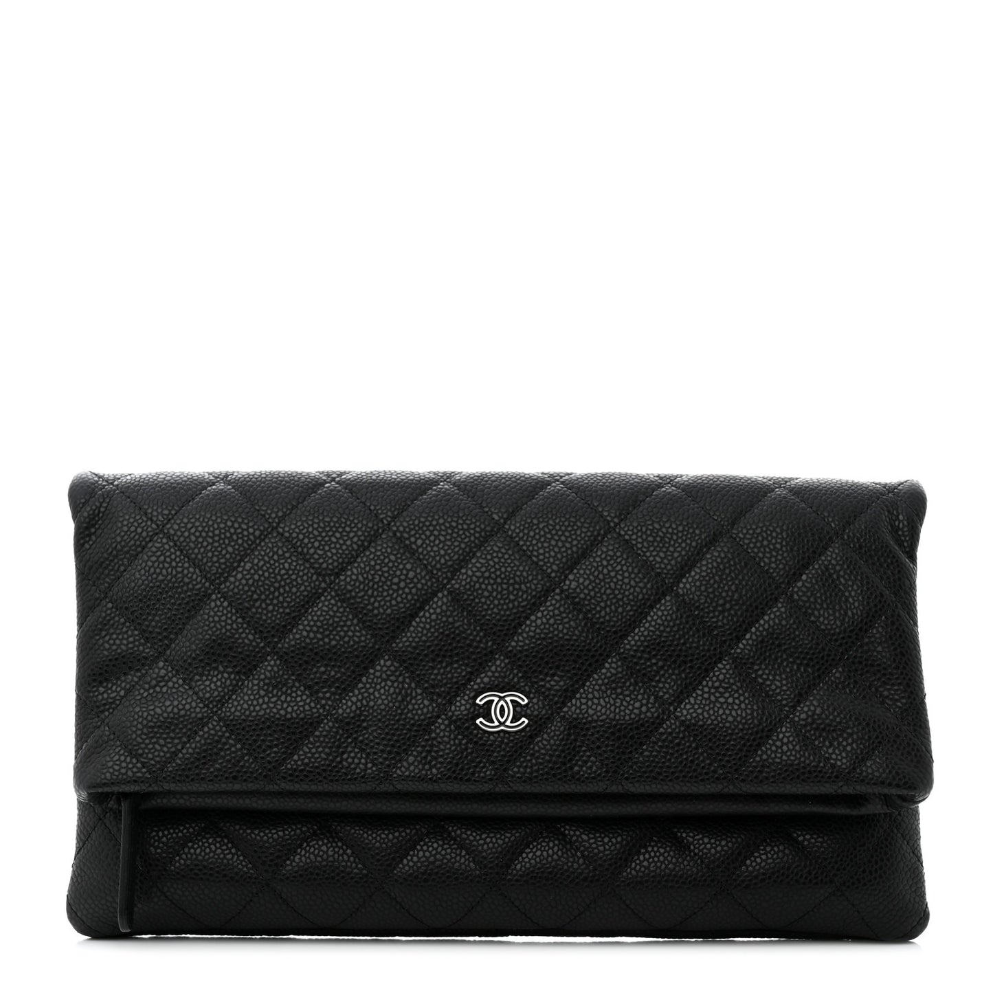Caviar Quilted CC Beauty Clutch Black