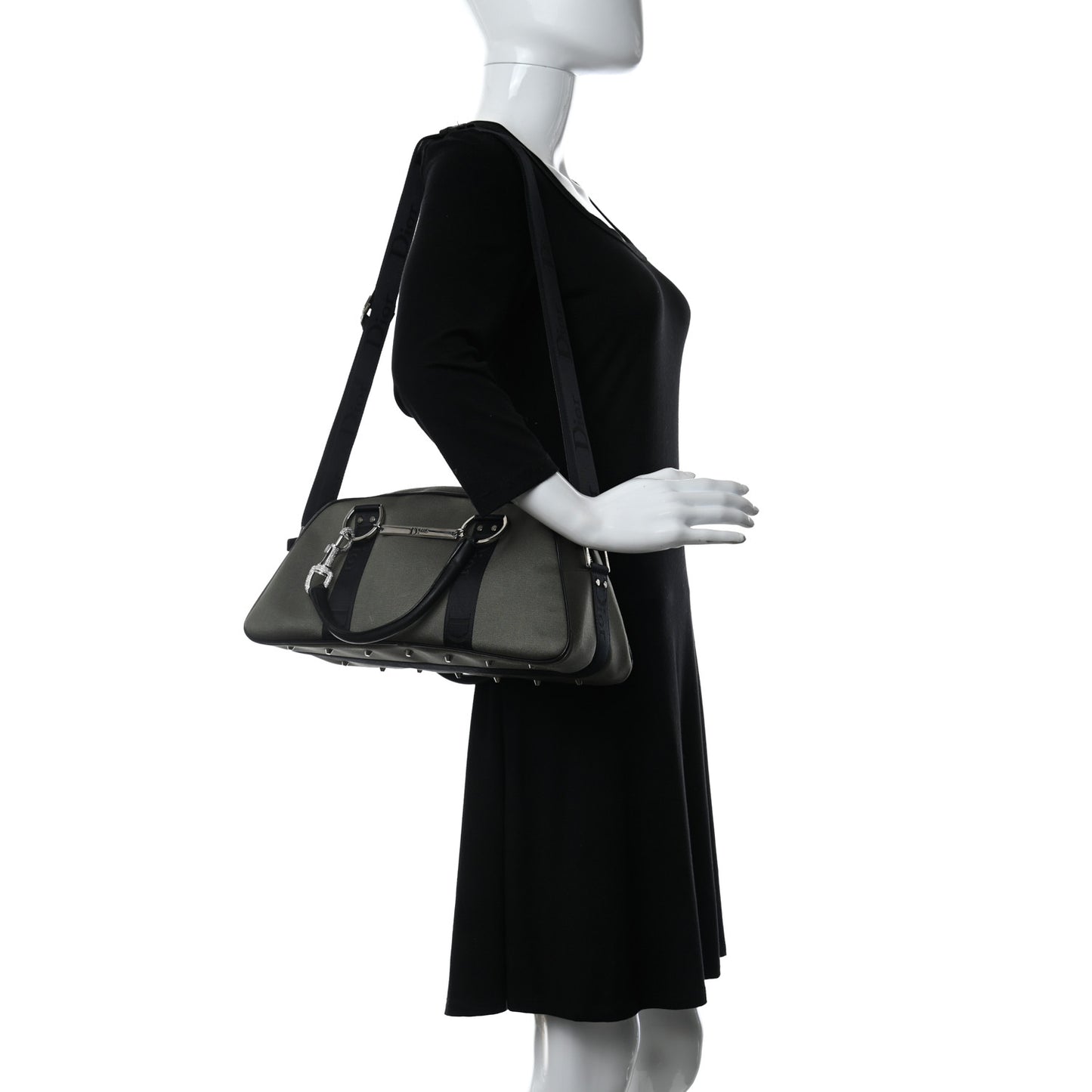 Silk Jersey Crystal Hardcore Bowler Bag Grey Black