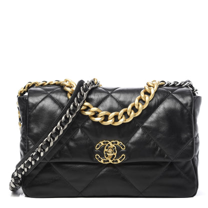 Chanel Goatskin Quilted Large 19 Flap Black 1 of 13