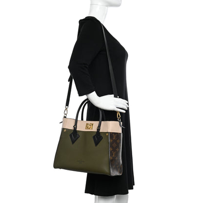 Louis Vuitton Calfskin Monogram On My Side MM Laurier Green Toffee Latte Beige 2 of 10