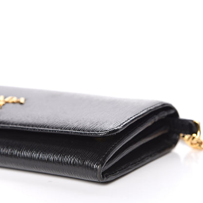 Prada Vitello Move Metal Oro Chain Wallet Black 10 of 11