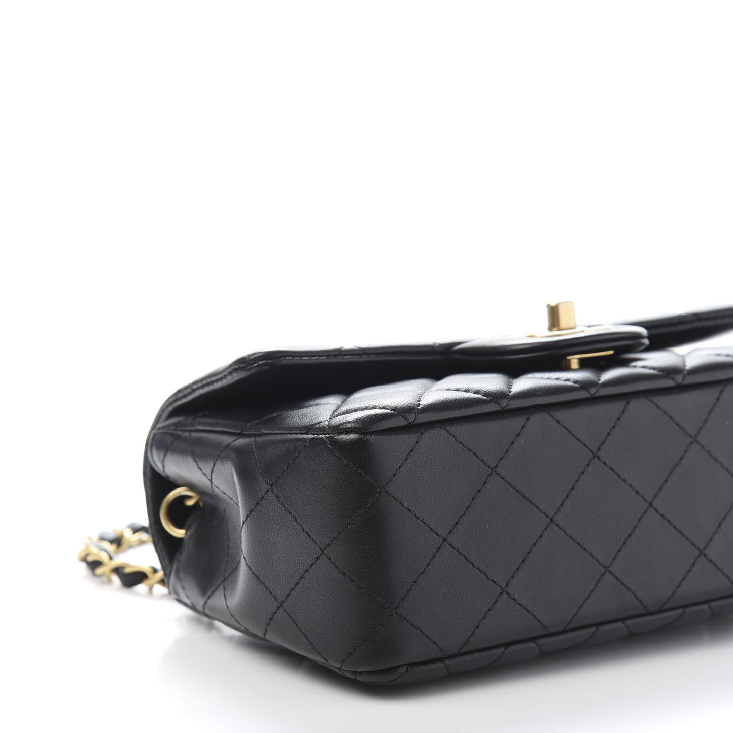 Lambskin Quilted Mini Rectangular Flap Black