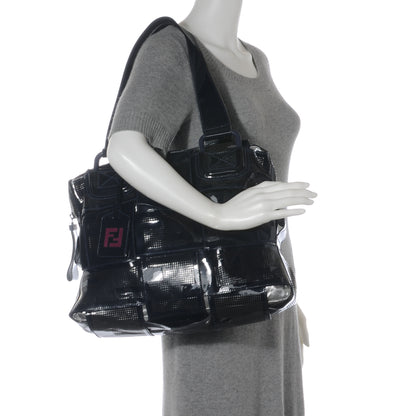 Fendi Patent Mesh Crossword Bag Navy 2 of 8