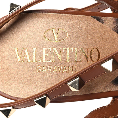 Valentino Garavani Canvas Leopard Print Rockstud Ankle Strap 100mm Pumps 41 Brown 8 of 9