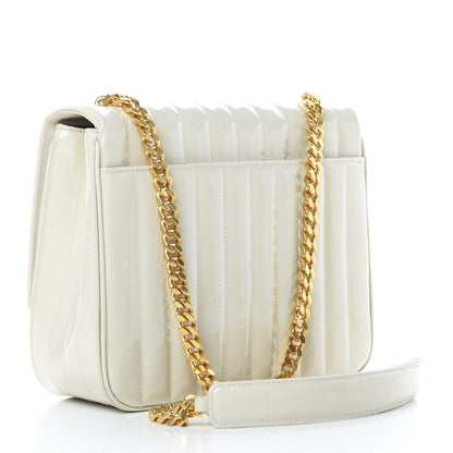 Saint Laurent Patent Matelasse Monogram Large Vicky Chain Bag White 3 of 11