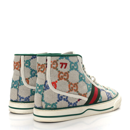 Gucci Linen Psychedelic Mini GG Monogram Mens 1977 Tennis High Top Sneakers 7.5 Multicolor Mystic White 4 of 6
