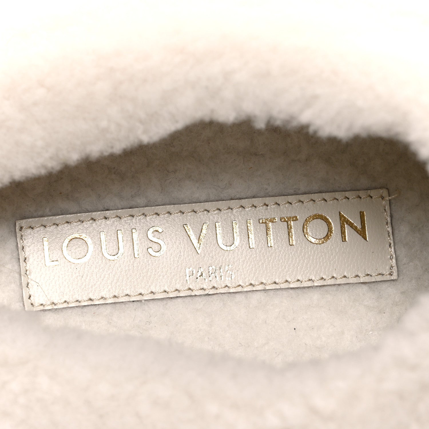 Louis Vuitton Suede Calfskin Shearling Monogram Debossed Cortina Closed Mule 38 Light Beige 10 of 10