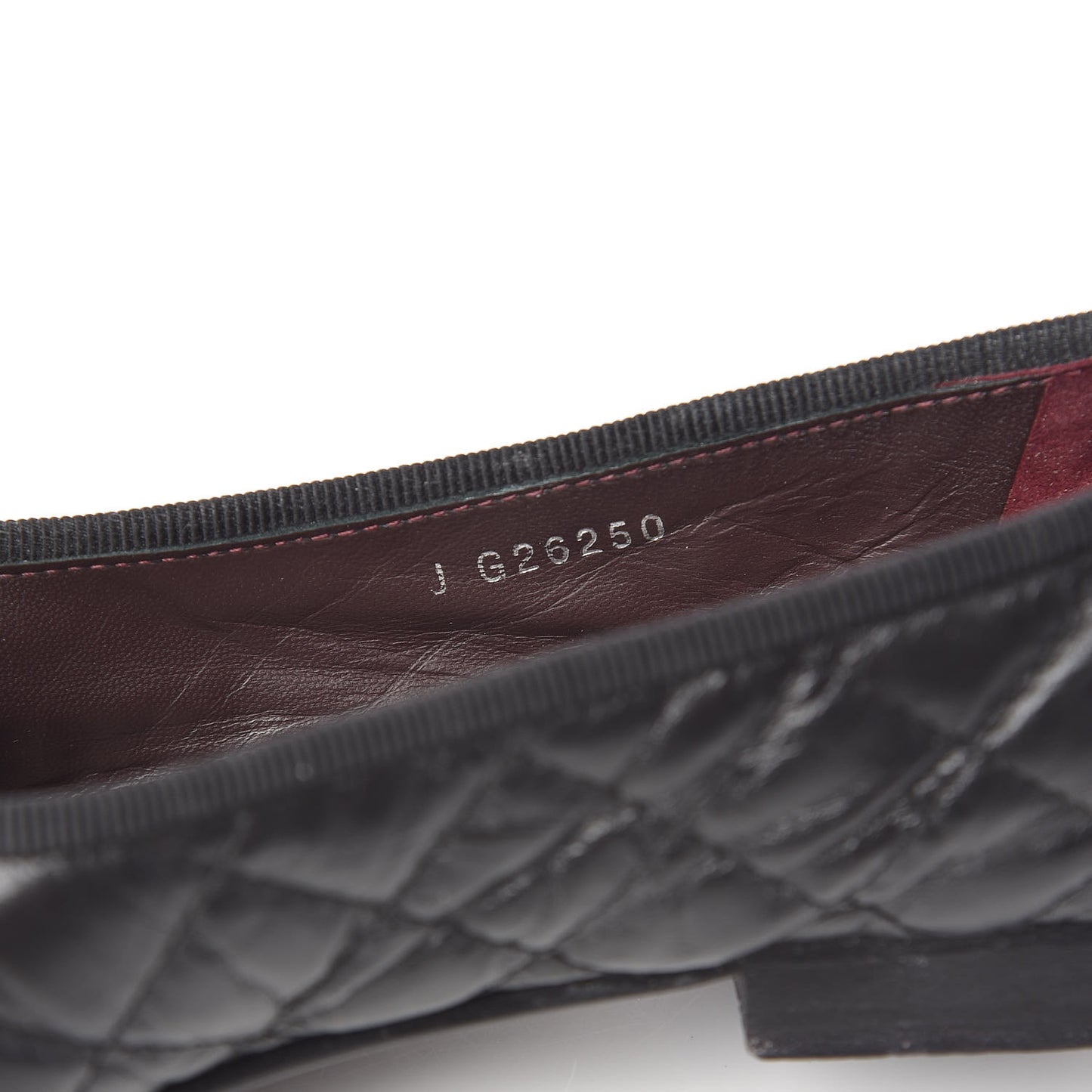Aged Calfskin Quilted Cap Toe Ballerina Flats 36 Black