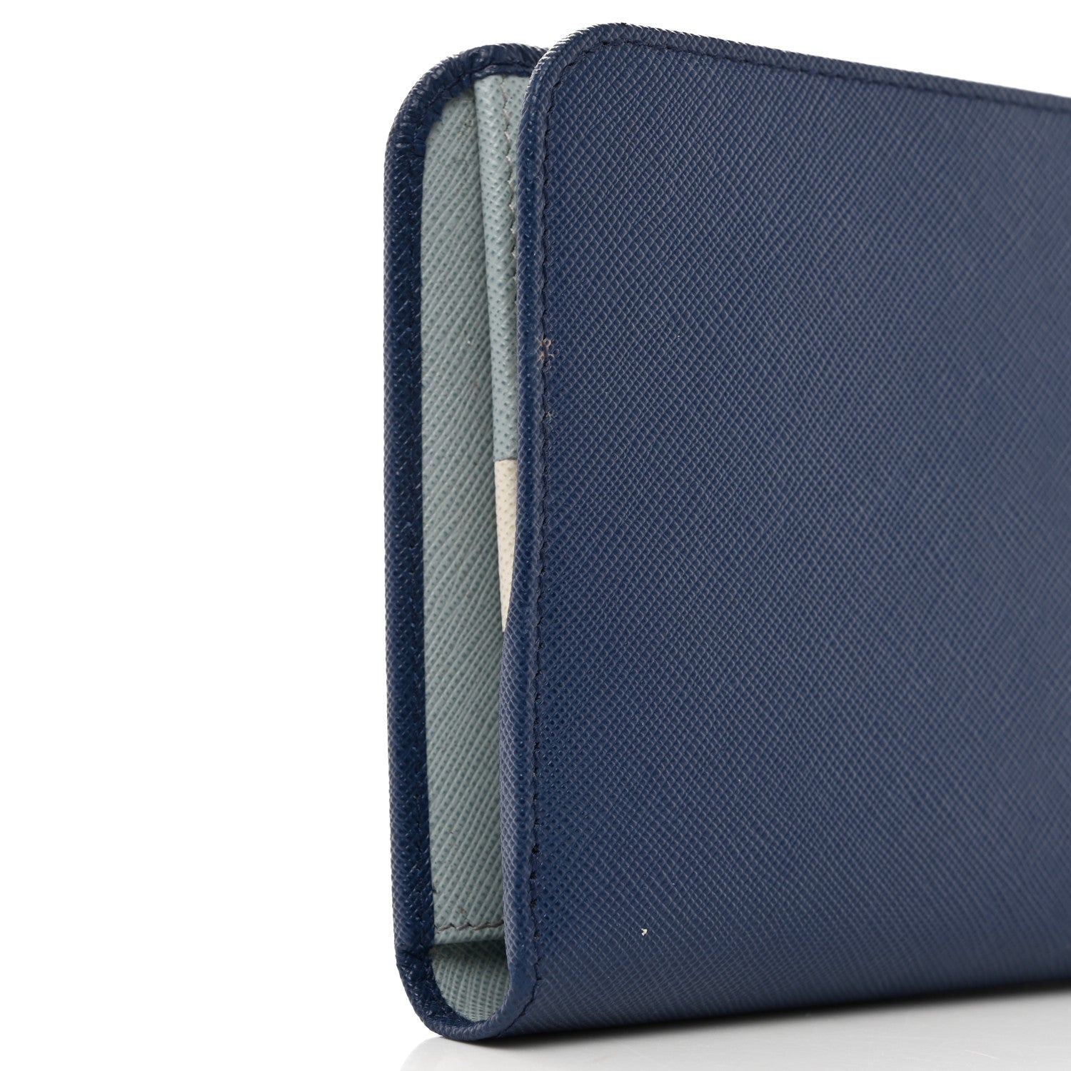 Prada Saffiano Metal Double Snap Travel Wallet Cobalto 7 of 8