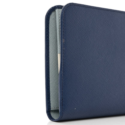 Prada Saffiano Metal Double Snap Travel Wallet Cobalto 7 of 8