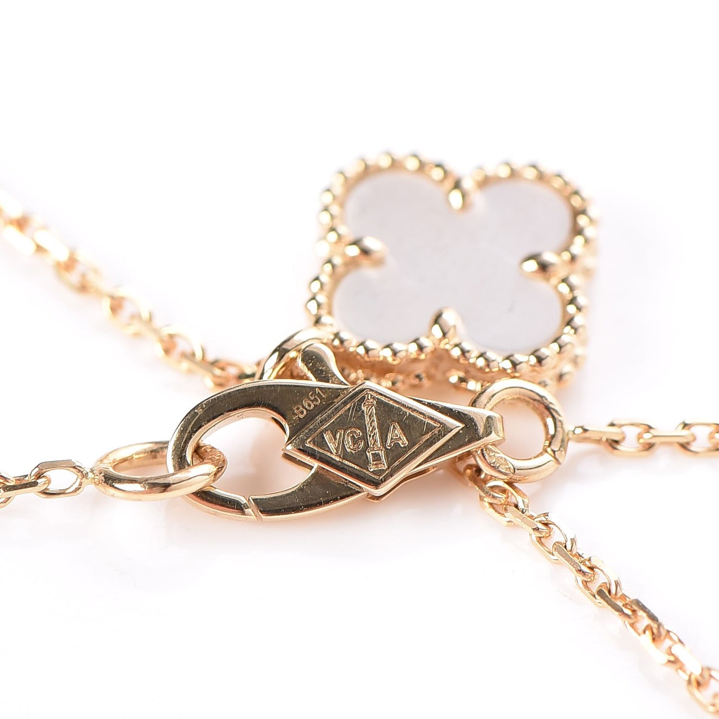 18K Yellow Gold Mother of Pearl Sweet Alhambra Pendant Necklace