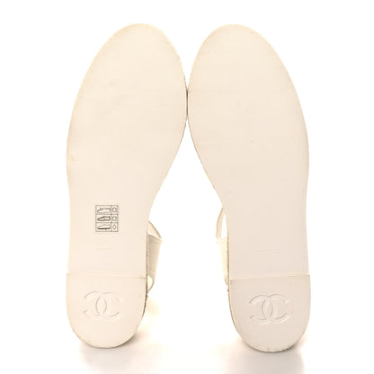 Chanel Lambskin Cap Toe CC Espadrille Sandals 39 White Black 5 of 9