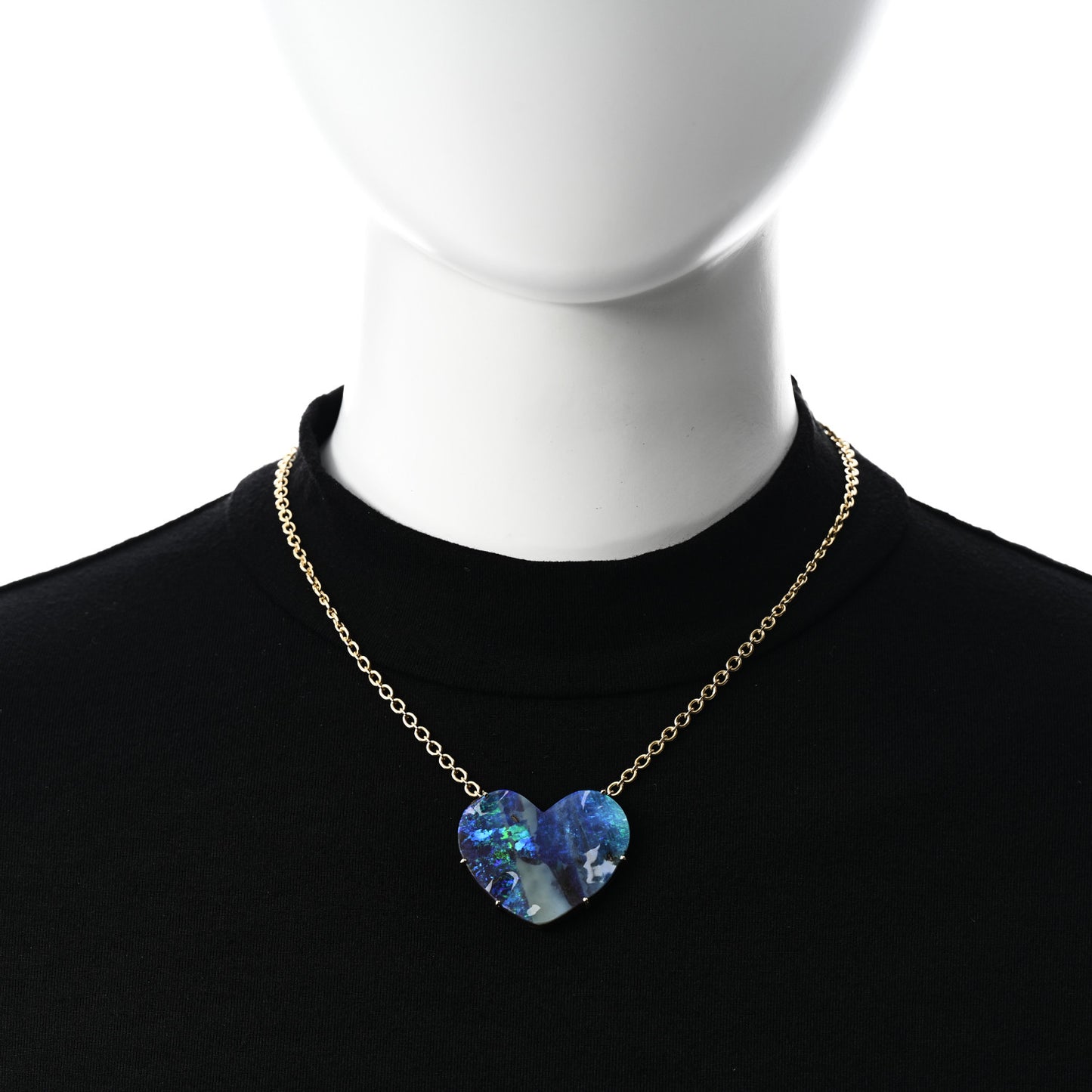 18K Yellow Gold Boulder Opal One of a Kind Love Pendant Necklace