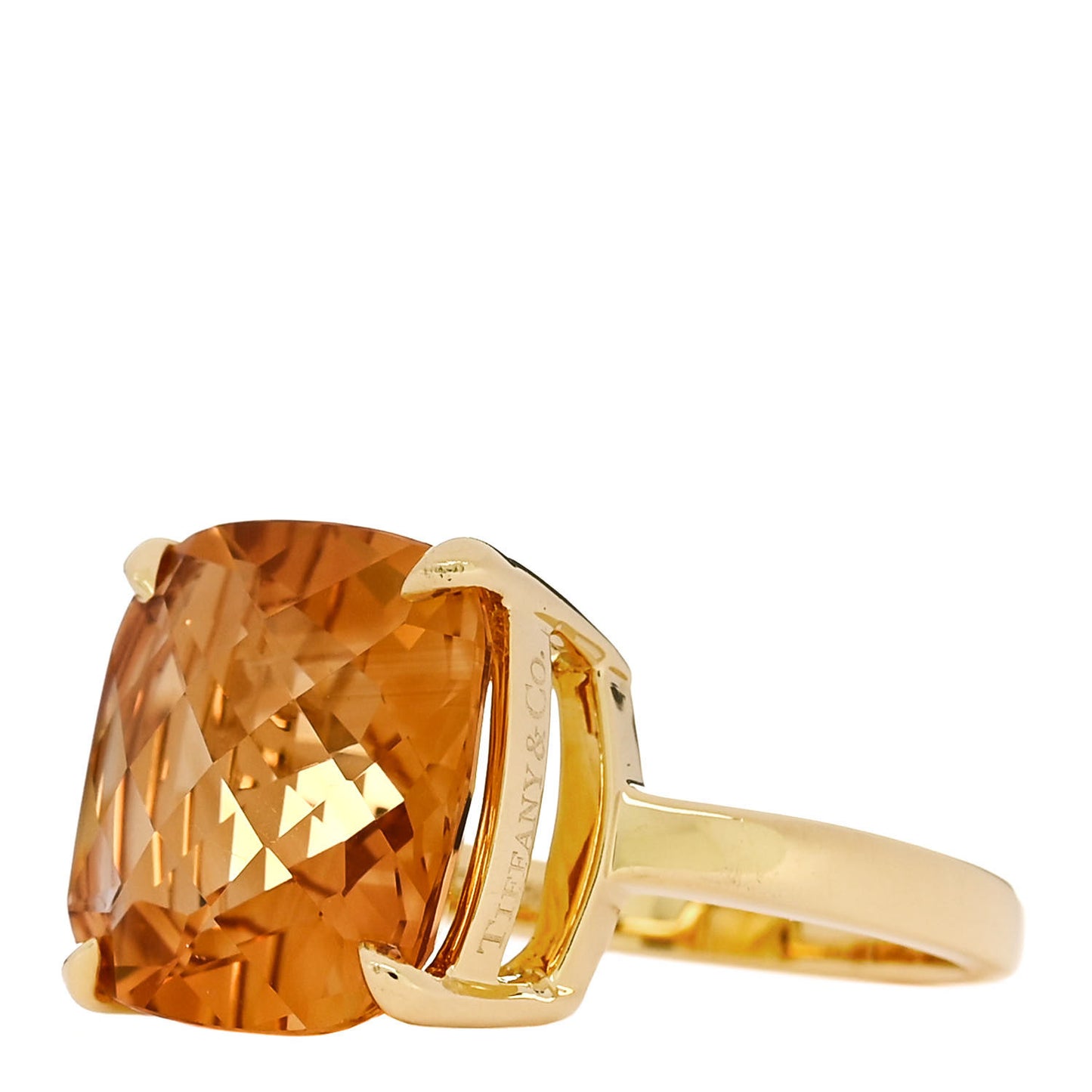18K Yellow Gold Citrine Sparklers Cocktail Ring 52 6