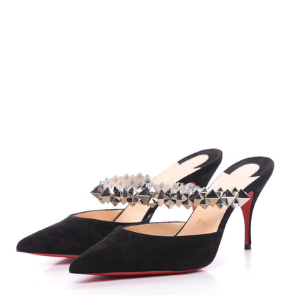 Christian Louboutin Veau Velours Specchio Planet Choc 80 Mule 40.5 Black 3 of 10
