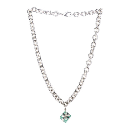 Tiffany Sterling Silver Enamel Gift Box Charm Choker Necklace Blue 2 of 6