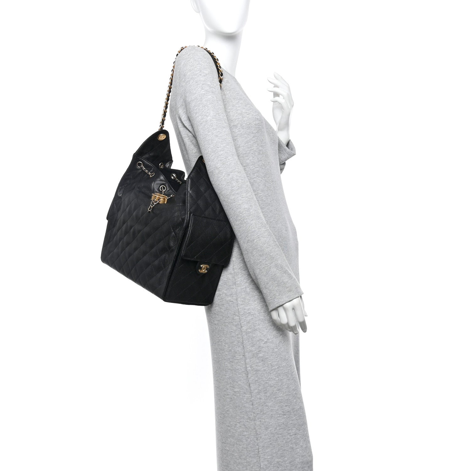 Chanel Caviar Quilted Medium Chanel 25 Handbag Black 2 of 13