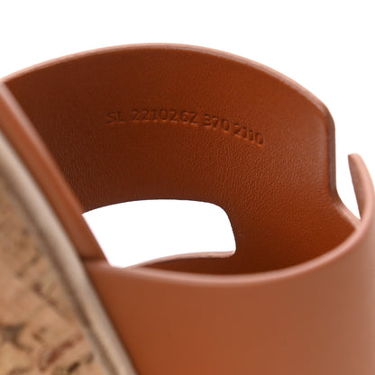 Hermes Calfskin Cork Eze 30 Sandals 37 Marron Glaise 8 of 8