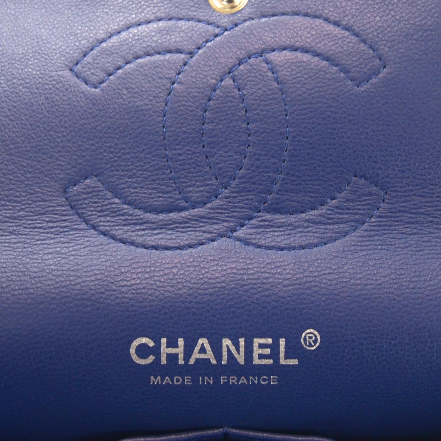 Chanel Washed Caviar Medium Double Flap Blue 6 of 8