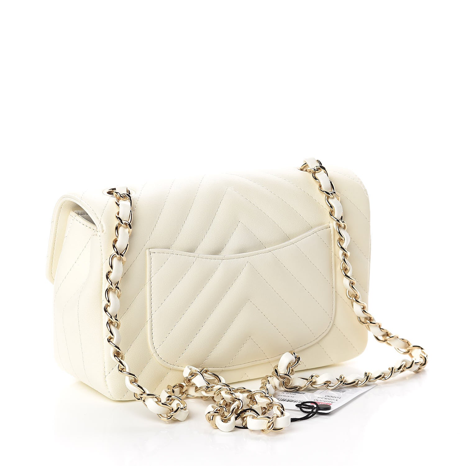 Chanel Lambskin Chevron Quilted Mini Rectangular Flap White 3 of 10