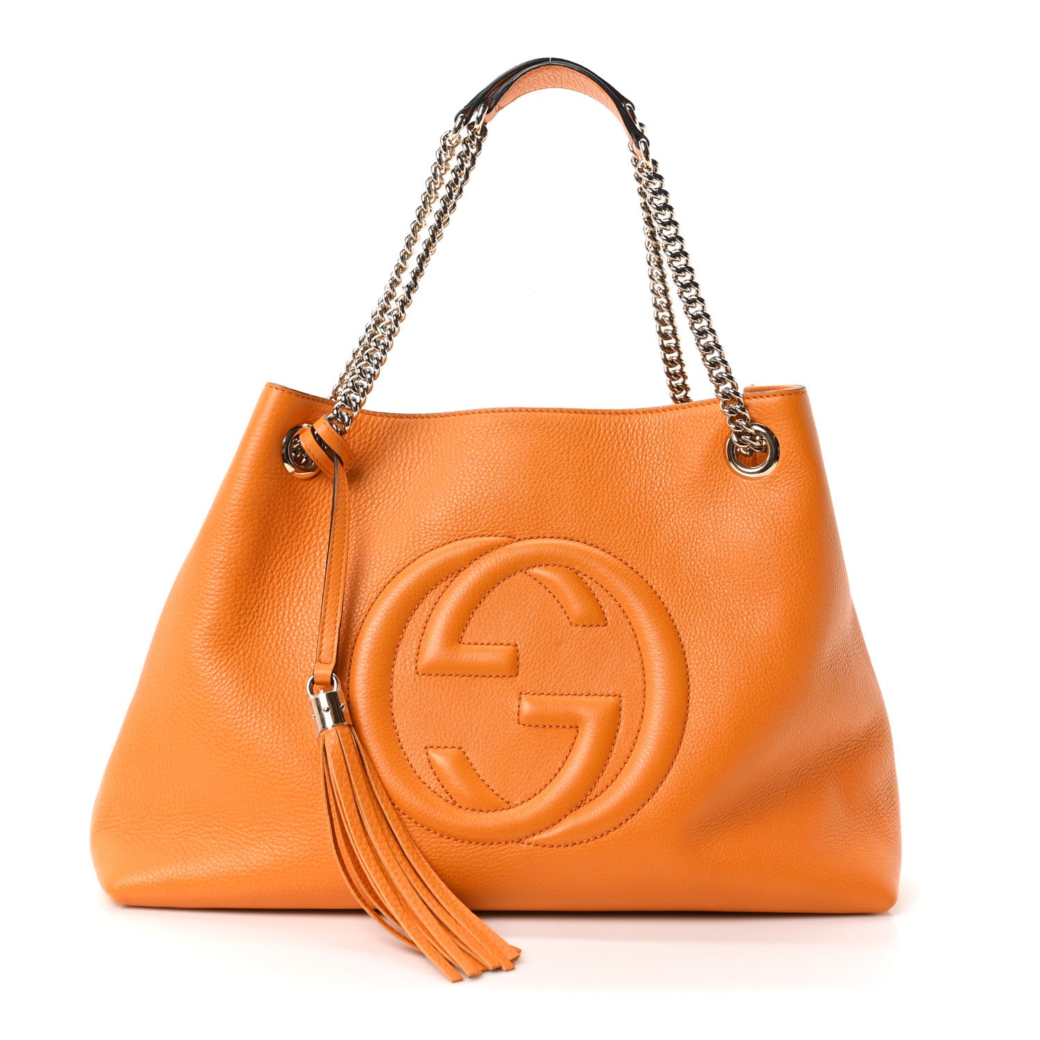 Gucci Pebbled Calfskin Medium Soho Chain Shoulder Bag Curcuma 1 of 10