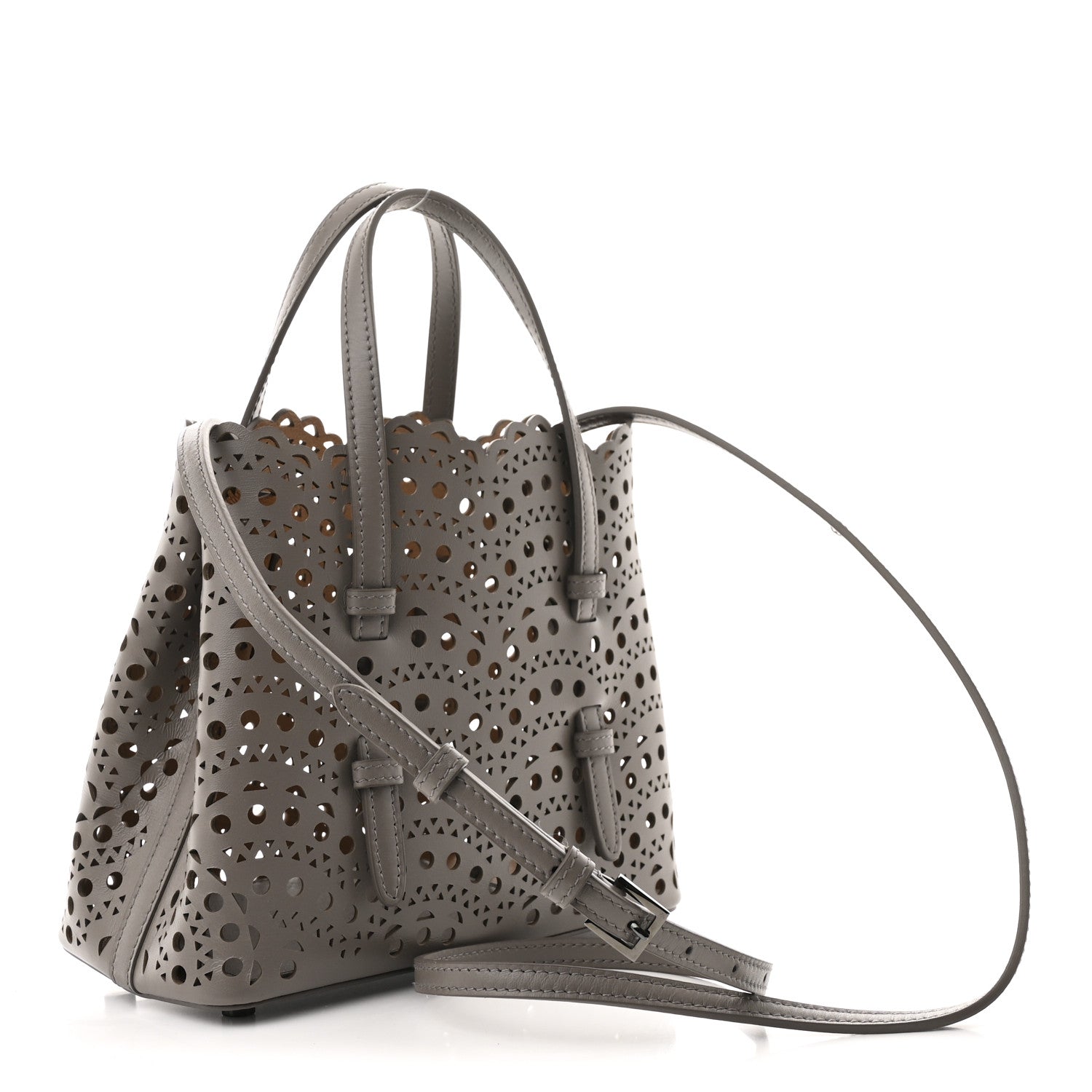 Alaia Lux Calfskin Vienne Wave Mina 20 Bag Perle 3 of 10